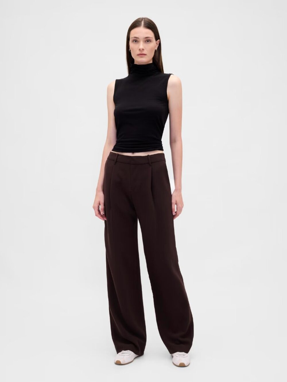 Gap 365 Rise Pleated Wide Leg Trousers, Terra Brown, Size 6, Regular length
